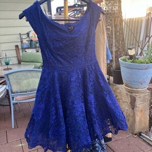 Elegant Blue Lace Dress